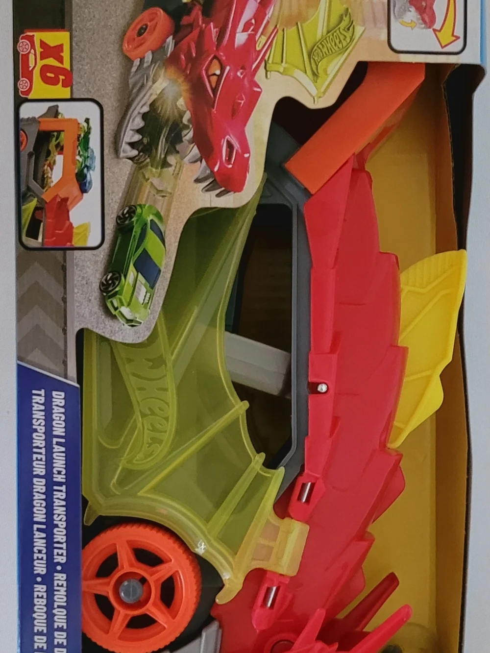 Hot Wheels Dragon Launch Transporter - Red & Yellow-Green